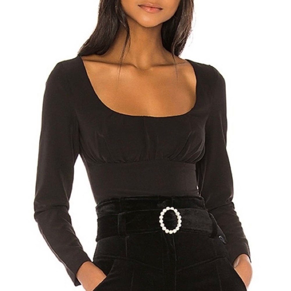 ✨ NBD Kasper Black Cropped Long Sleeve Top – Size M | Revolve Night Out